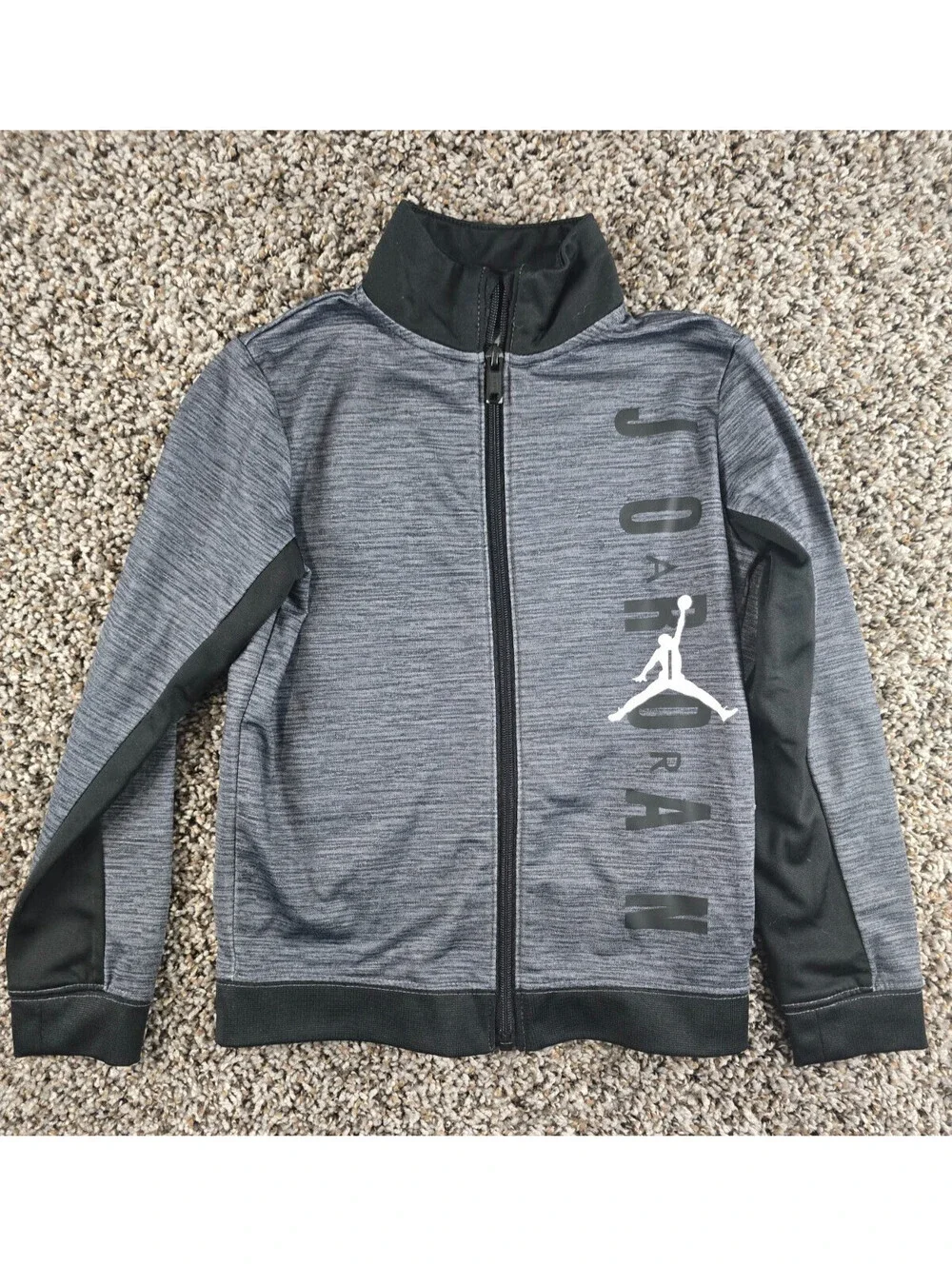 Air Jordan Boys Sz S Zip Up Track Jacket Gray Black Trim Nike